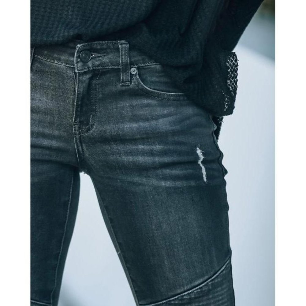 🔥HOST PICK🔥 CLEARANCE Justice Dark Gray Piped Frayed Skinny Jeans - Picture 6 of 7